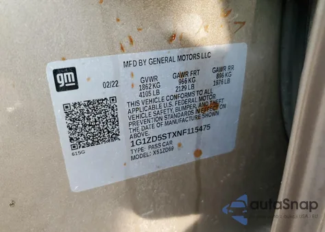 2022 Chevrolet Malibu Lt z USA, uszkodzony, nr VIN 1G1ZD5STXNF115475